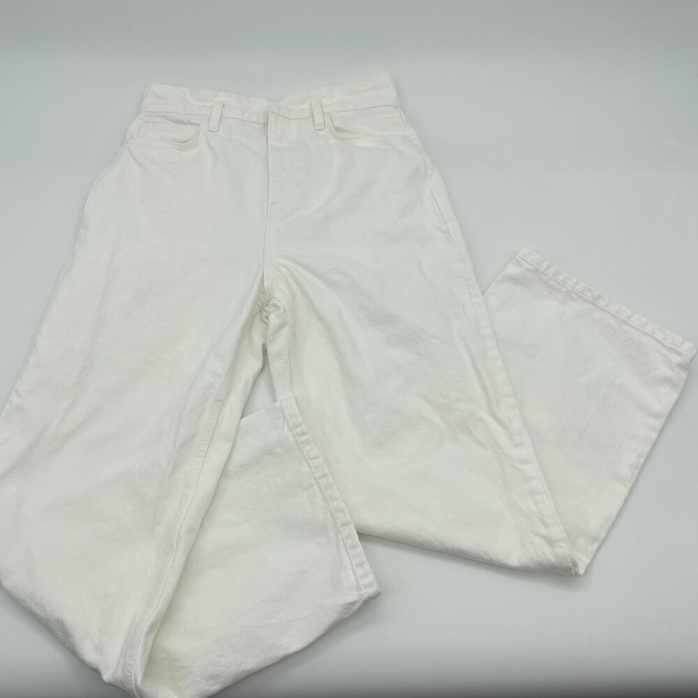 REFORMATION High Rise Straight Wide Leg Cropped Jeans Size 28 [NO BELT] White